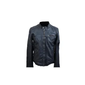 Mens Leather Jacket Real Sheep Black Leather Biker Style Handmade Stylish Jacket