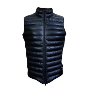 Men's Sleeveless Puffer Jacket Biker Style Premium Quality Black Leather Jacket