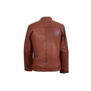 Mens Leather Jacket Biker Style Handmade Cognac Real Lambskin Fashion Jacket