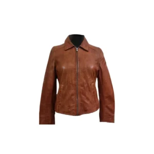 Womens Real Leather Jacket Biker Style Handmade Stylish Lambskin Leather Orange Jacket