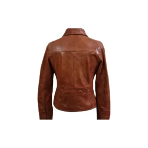 Womens Real Leather Jacket Biker Style Handmade Stylish Lambskin Leather Orange Jacket